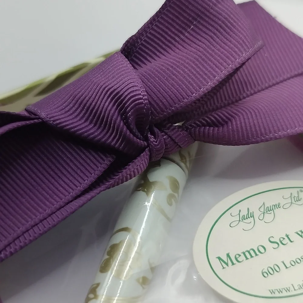 Lady Jayne Ltd. Purple Floral Memo Stationery Desk Set 2012 *Pen Ink Untested*